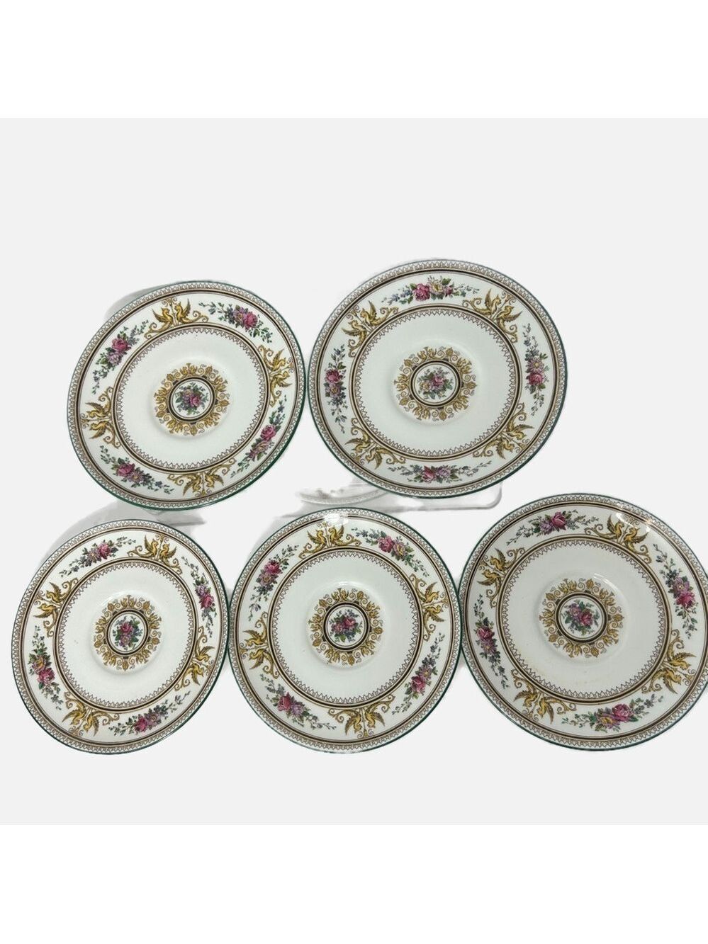 Wedgewood England Porcelain Teacup Dessert Saucers Set of 5 Floral 6.5”